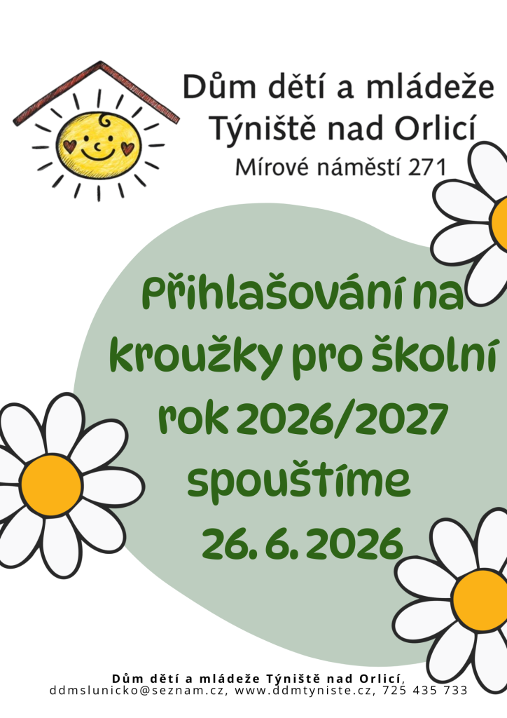 PŘIHLAŠOVÁNÍ NA KROUŽKY OD 26.6.2026